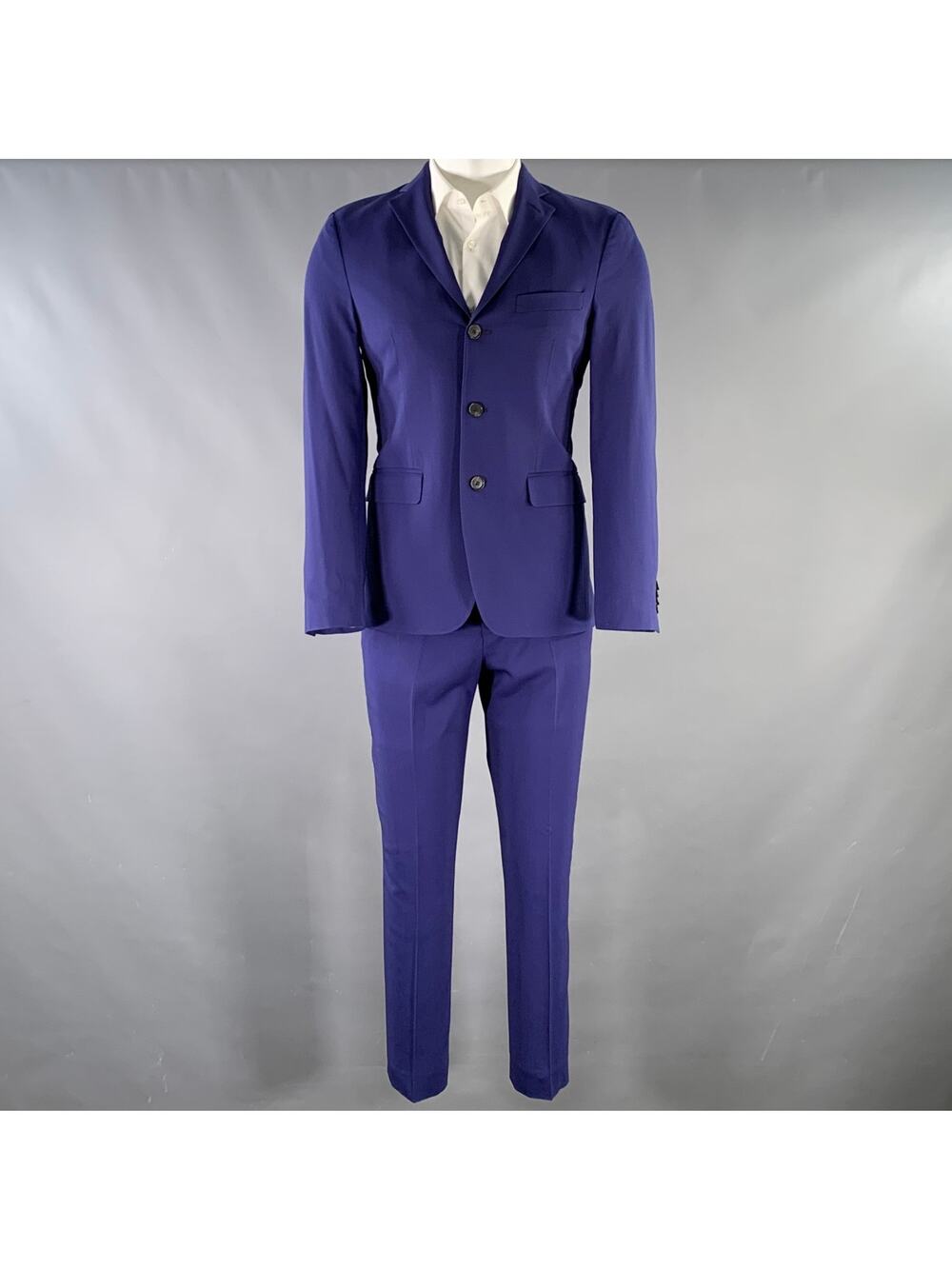 ACNE STUDIOS Size 36 Blue Wool Blend Notch Lapel Suit